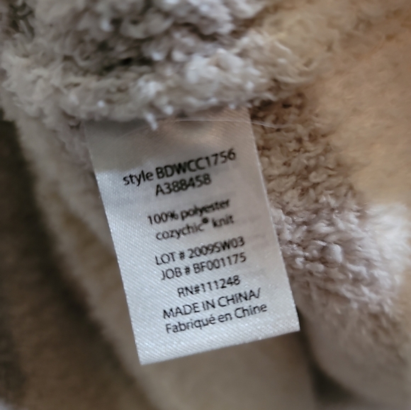 Barefoot Dreams CozyChic Seaside Crew-Neck Pullover Sweater Large Ivory Zebra - Picture 7 of 8